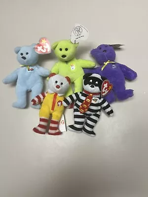 5 Vintage 2004 Mcdonald's Happy Meal Ty Toys Full Collection Set Beanie Babies • $8