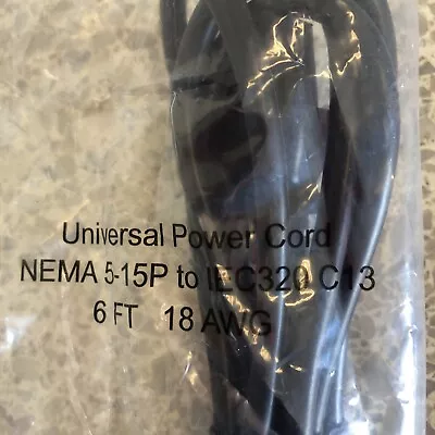 3-Prong Power Cord - 6ft - Black | NEMA 5-15P To IEC 60320 C13 18AWG 10A 125V • $2