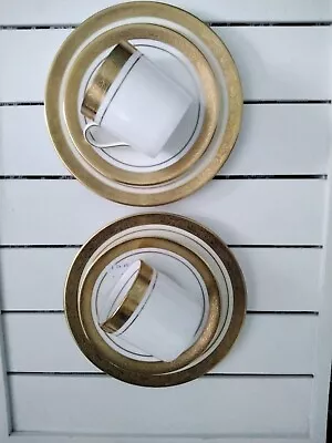 £45 • Buy Aynsley White And Gold Argosy Two × Trios (coffee Can, Saucer And Sideplate) NEW