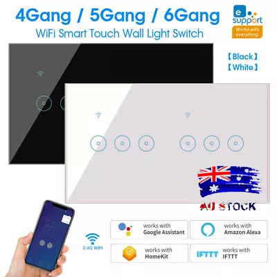 4/5/6 Gang WiFi Smart Touch Wall Light Switch For Amazon Alexa Google Home AU • $46.48