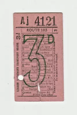 London Bus Ticket LPTB Route 183 • £3.50