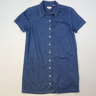 Levi's Dress Denim PRISTINE VERY GOOD  Shirt Dress Knee Length Small Blue Cotton • £24.99