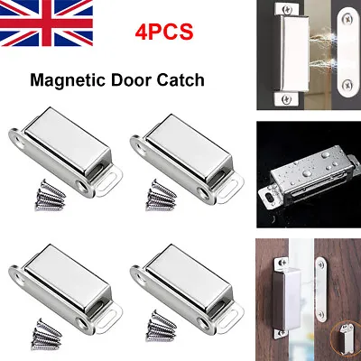 4x Heavy Duty Strong Magnetic Door Catch Magnet Cupboard Latch Lock Stainless • £4.79