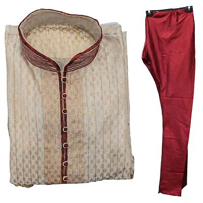 Mens Kurta Pyjama Bollywood Wear With Fancy Embroidery/ Size 36 • £33.99