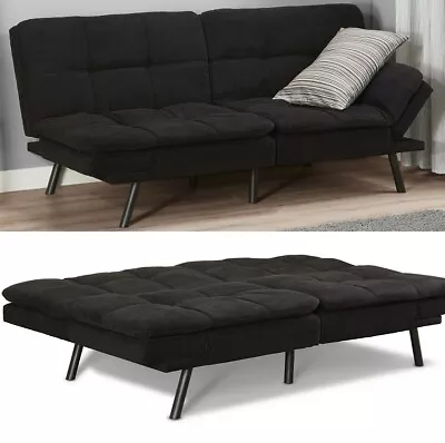 Memory Foam Futon Sleeper Sofa Bed Couch Convertible Foldable Black 72 Inch • $250.32