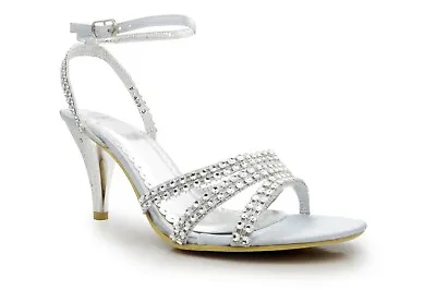£15.99 • Buy Women's Party Prom Simulated Diamante Wedding Bridal Sandals Shoes Uk Size F-439