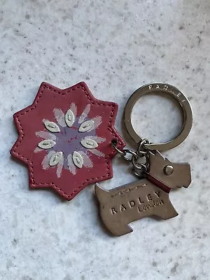 Authentic RADLEY Leather Flower Design & Dog Tag Keyring Key Chain • £3.99