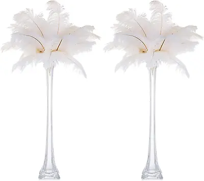 Eiffel Tower Vase For Centerpieces: 2 Pcs 20 Inch Tall Skinny Glass Vases Bulk C • £60.80