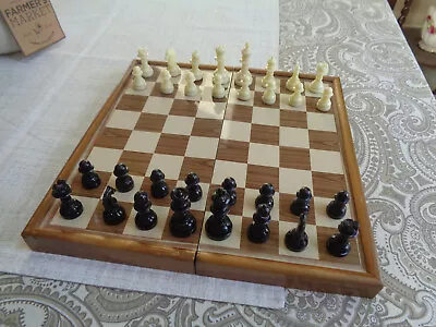 Clean Vintage Magnatec Folding Travel Chess Board Set  FREE SHIP • $26