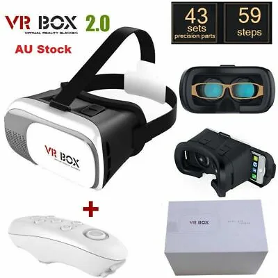 $32.99 • Buy VR Box 2.0 Google Cardboard Virtual Reality 3D Glasses 2nd Gen Headset Remote 