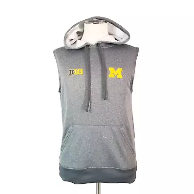 EG Pro Michigan Wolverines Hoodie Sweatshirt Sweater Vest Mens Small Gray Fleece • $24.41