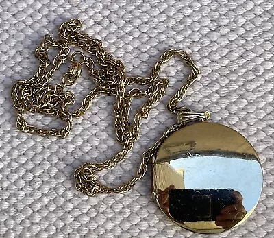 Vintage Necklace Photo Locket Shiny Mirror Gold Tone Chain Link Jewelry 24  • $22.50