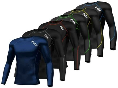 £9.99 • Buy FDX Mens Compression Armour Base Layer Top Long Sleeve Thermal Gym Sports Shirts