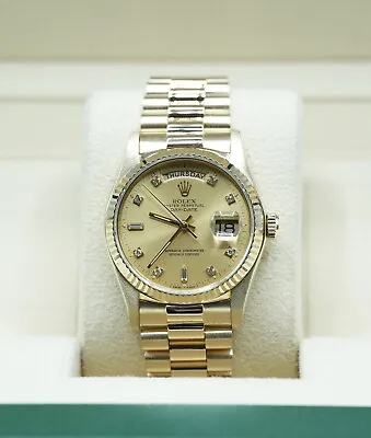 Gents 18ct Yellow Gold Rolex Day-Date 36mm 18038 Factory Champagne Diamond Dial • £13995