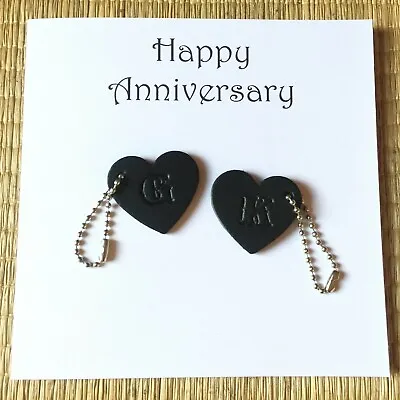 Anniversary Card Personalised Leather Key Ring Gifts • £9