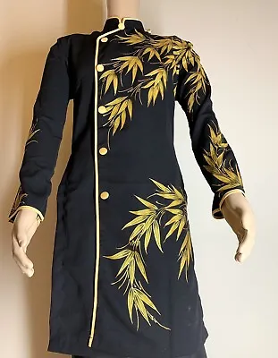 Black Ao Dai For Men Hand Painted Vietnamese Traditional Long Dress For Men • $84.95