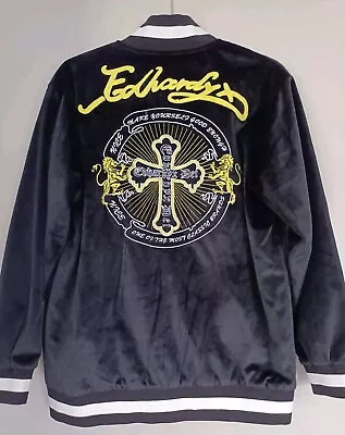 ED HARDY X BLACK VELVET EMBROIDERED BOMBER JACKET SIZE M ( 82cm ).  Unisex • $59