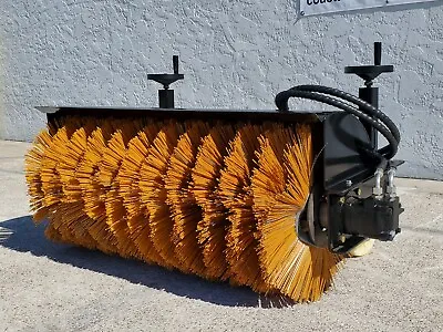 Mini Skid Steer Manual Angle Broom Sweeper Attachment 44  HD Poly Wire Brush • $3549.76