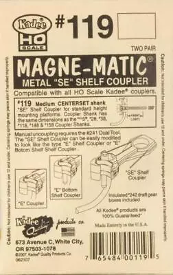 NEW Kadee Magne-Matic Metal SE Shelf Couplers (4) #119 • $9.23