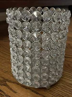 Z Gallerie Medium Hurricane Crystal Bling Candle Vase 6” Tall 5  Wide • $45.37