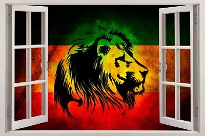 Lion Of Judah 3D Window View Decal WALL STICKER DIY Decor Art Mural Rasta Flag • $29.24