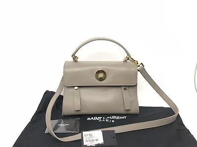 Yves Saint Laurent Muse Two Galet/grey Leather/canvas Satchel Small Bag • $1400