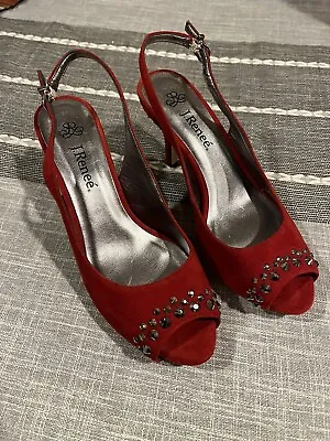 J.Renee Samara Red Velvet High Heels Womens SZ-7M • $12.49