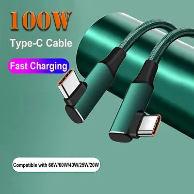 100W PD Fast Charging Cable USB C To USB Type C Cable Double Elbow Wire 90Degree • $10.78