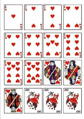 Suit Of 16 X Playing Cards Hearts Edible Cupcake Topper Cake Rice Wafer Paper  • £2.99