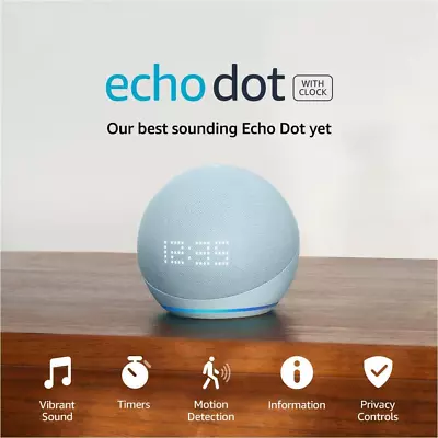 Echo Dot (5Th Gen 2022 Release) With Clock | Smart Speaker With Clock And Alexa • $153.89