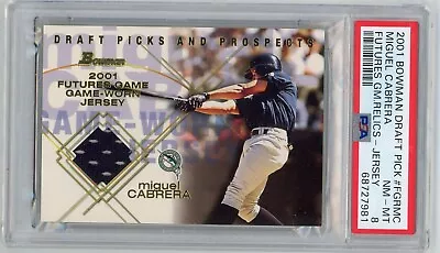 2001 Bowman Draft Futures Game Relic Jersey Miguel Cabrera - PSA 8 • $75