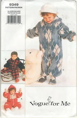 VOGUE Sewing Pattern 9349 Toddler's Snowsuit All Sizes Vogue For Me Easy Kids • $6.50