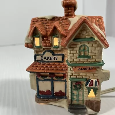 Ceramic Victorian Lighted House Bakery Candies  Christmas Decoration Village • $18.50