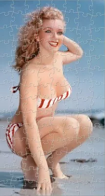 Marilyn Monroe  - Digital Jigsaw Puzzle - Digital Download - Red Stripe Bikini • $3