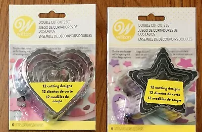 WILTON Double-Cutouts 6 Piece Cookie Cutter Sets ~ ❤️Hearts And Stars⭐️ • $8