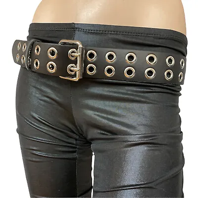 Genuine Leather 2 Row Eyelet Grommet Heavy Duty Uniform Belt Rock Goth Funk Plus • $39.99