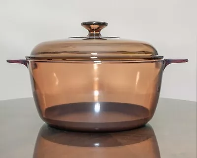 Vintage MCM Corning Ware Pyrex Amber Visions 4.5 L Dutch Oven Stock Pot With Lid • $50