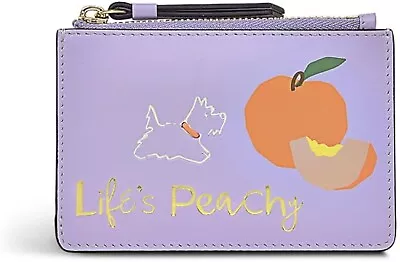 New Radley Life’s Peachy Leather Small Ziptop Coin Purse Light Purple Lavender • £36.99
