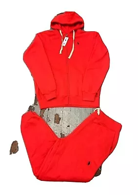 POLO RALPH LAUREN Men’s Red Double Knit Full Zip Hoodie & Jogger Set NWT • $159.99