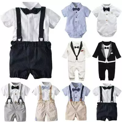 Infant Toddler Baby Suit Sets Shirts Pants Clothes Boys Formal Jumpsuit Outfits • $18.79