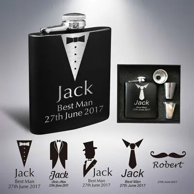 £11.99 • Buy Personalised Hip Flask Engraved 6oz Wedding Gift Keepsake Best Man Groom Usher