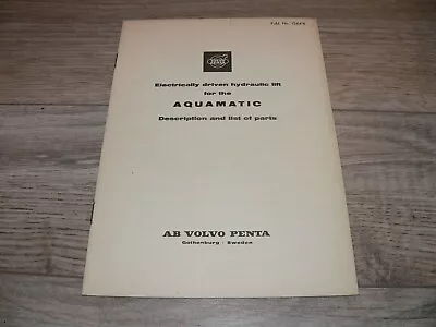 Vintage Volvo Penta Hydraulic Lift For Aquamatic Description & Parts List #1564B • $12