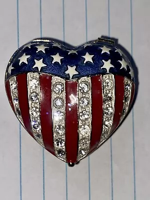 American Flag Heart Metal Trinket Jewelry Box Magnet • $10