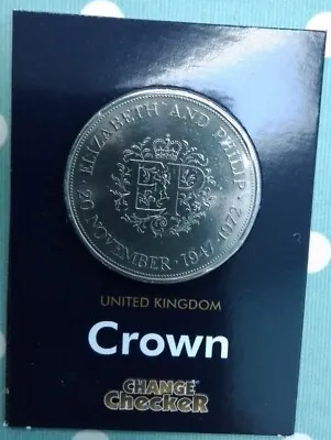 £7 • Buy UNCIRCULATED 1972 Silver Wed Queen Elizabeth 2nd Crown In Change Checker Card 