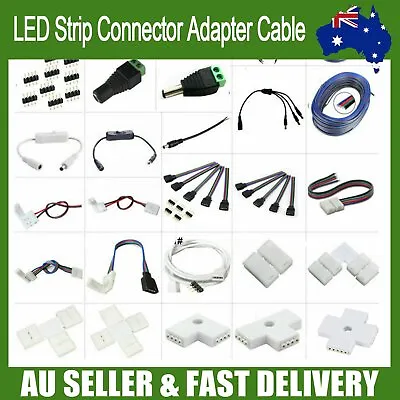 LED Strip Connector Adapter Cable Clip Solderless 3528 5050 5630 3014 RGB AU • $4.79