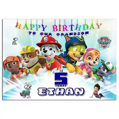 C110 Blue; Large Personalised Birthday Card Custom Made For Any Name; PAW Patrol • £4.50