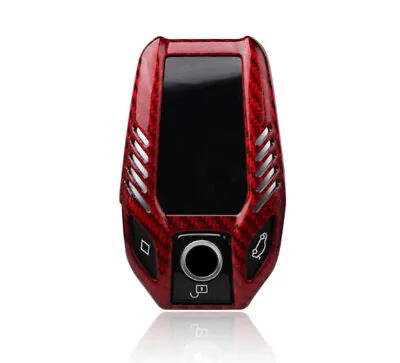 For BMW 5 7 Series I8 G11 G12 Red Real Carbon Fiber Key Fob Case Cover Keychain • $78.11