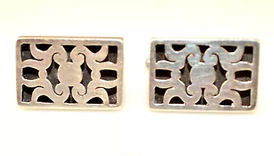 Vintage Mexican Sterling Silver Rectangular Shadowbox Cufflinks Signed Lhm • $95