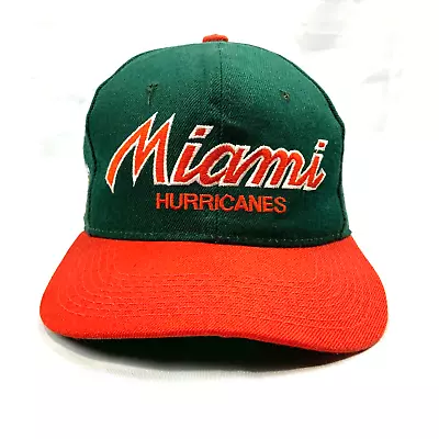 Vintage Miami Hurricanes Sports Specialties Double Line Snapback Hat Cap Ncaa • $67.99