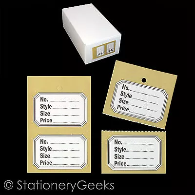 £5.22 • Buy 1000 Gold Clothes Garment Tickets Perforated Clothing Price Stock Tags Tagging